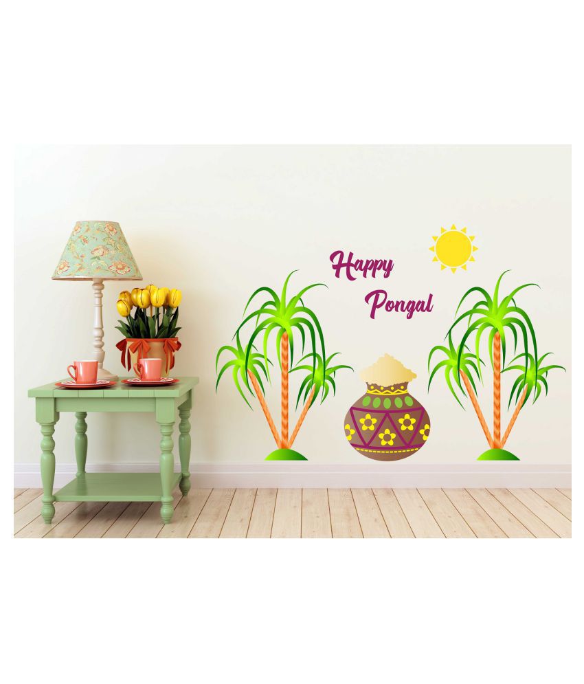     			Wallzone Happy Pongal Sticker ( 80 x 60 cms )