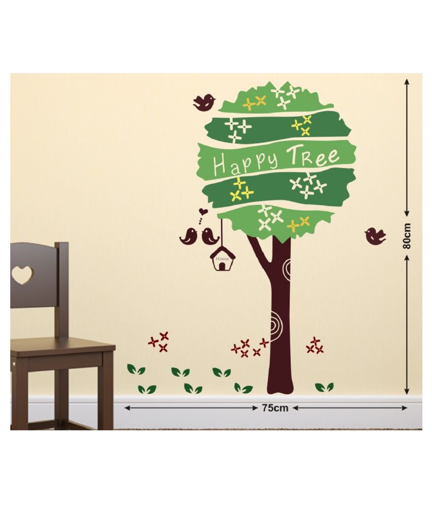     			Wallzone Happy Tree Sticker ( 70 x 75 cms )