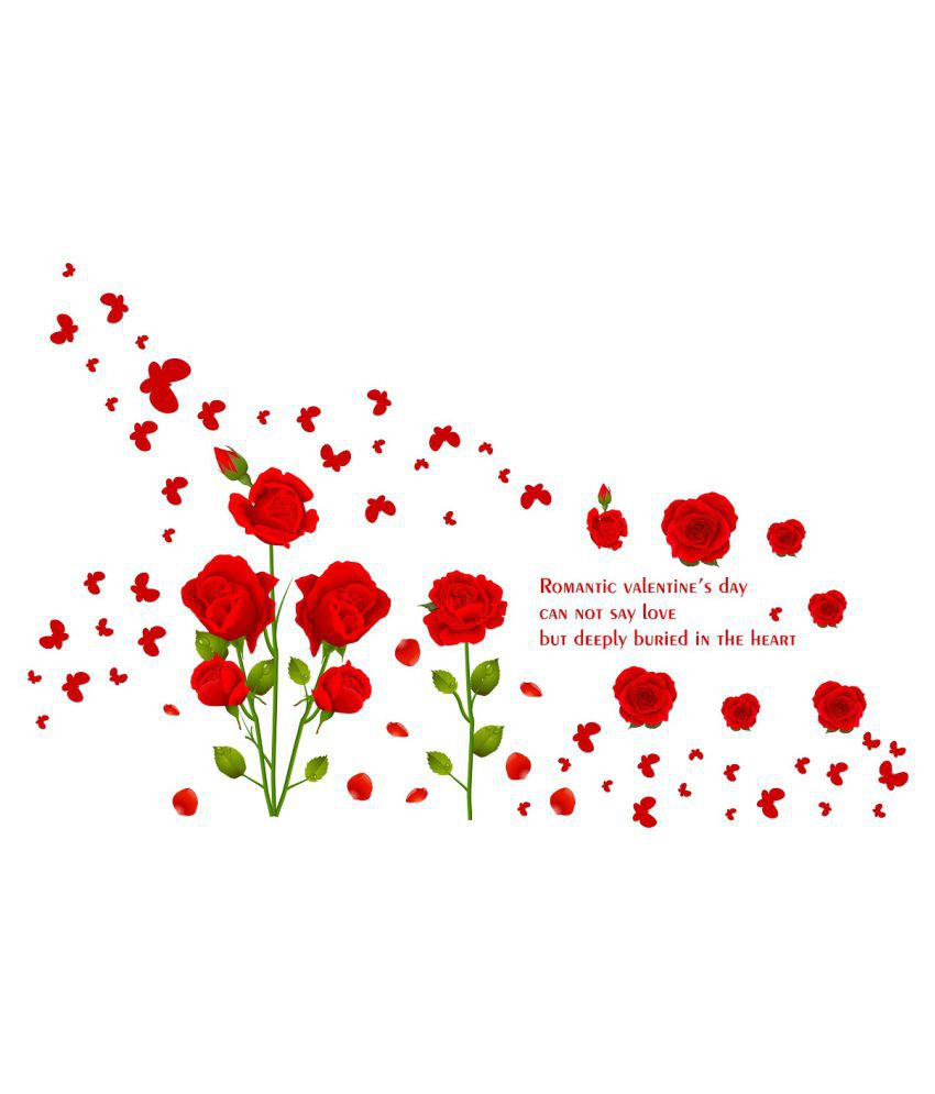     			Wallzone Red Rose Valentines Quotes Sticker ( 150 x 100 cms )