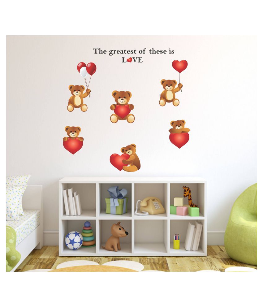     			Wallzone Teddy Love Sticker ( 80 x 90 cms )
