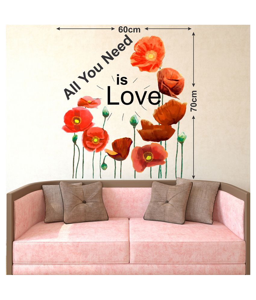     			Wallzone All you need is Love Sticker ( 70 x 75 cms )