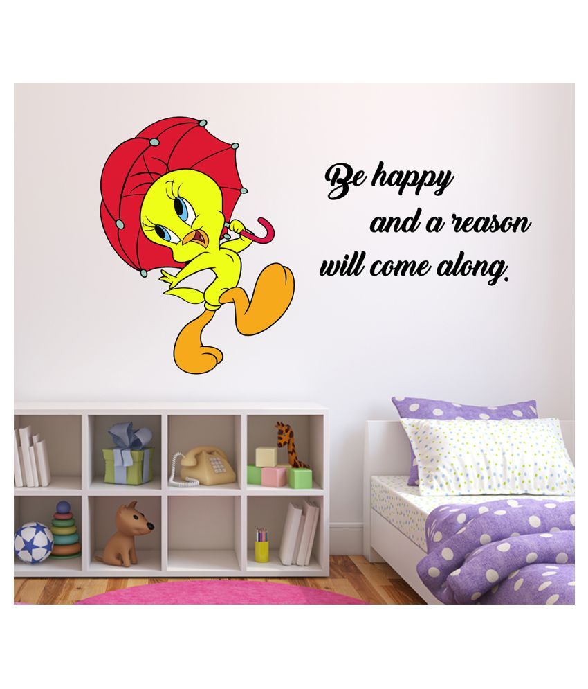     			Wallzone Be Happy Sticker ( 70 x 75 cms )