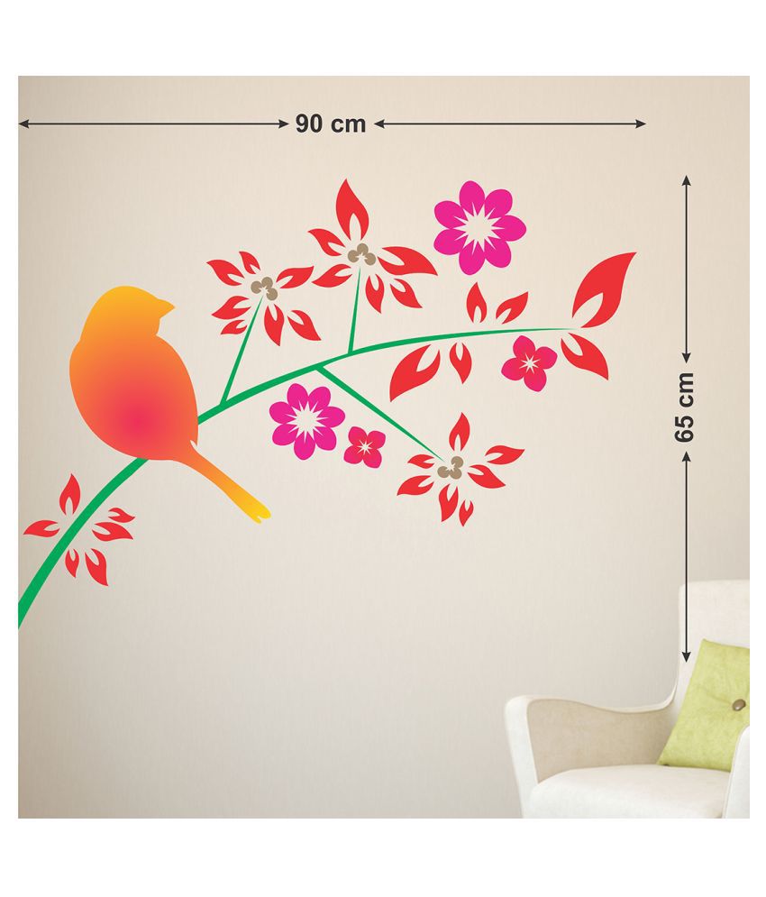     			Wallzone Bird Medium Vinyl Wallstickers (90 cm x 65 cm) Sticker ( 70 x 75 cms )