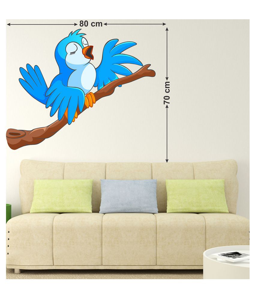     			Wallzone Blue Bird Sticker ( 70 x 75 cms )