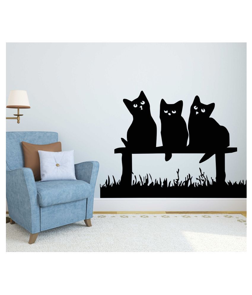     			Wallzone Cats Medium Vinyl Wallstickers (65 cm x 50 cm) Sticker ( 70 x 75 cms )