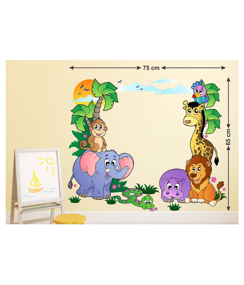     			Wallzone Happy Jungle Sticker ( 70 x 75 cms )