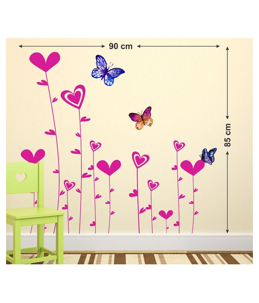     			Wallzone Hearts and Butterflies Sticker ( 70 x 75 cms )