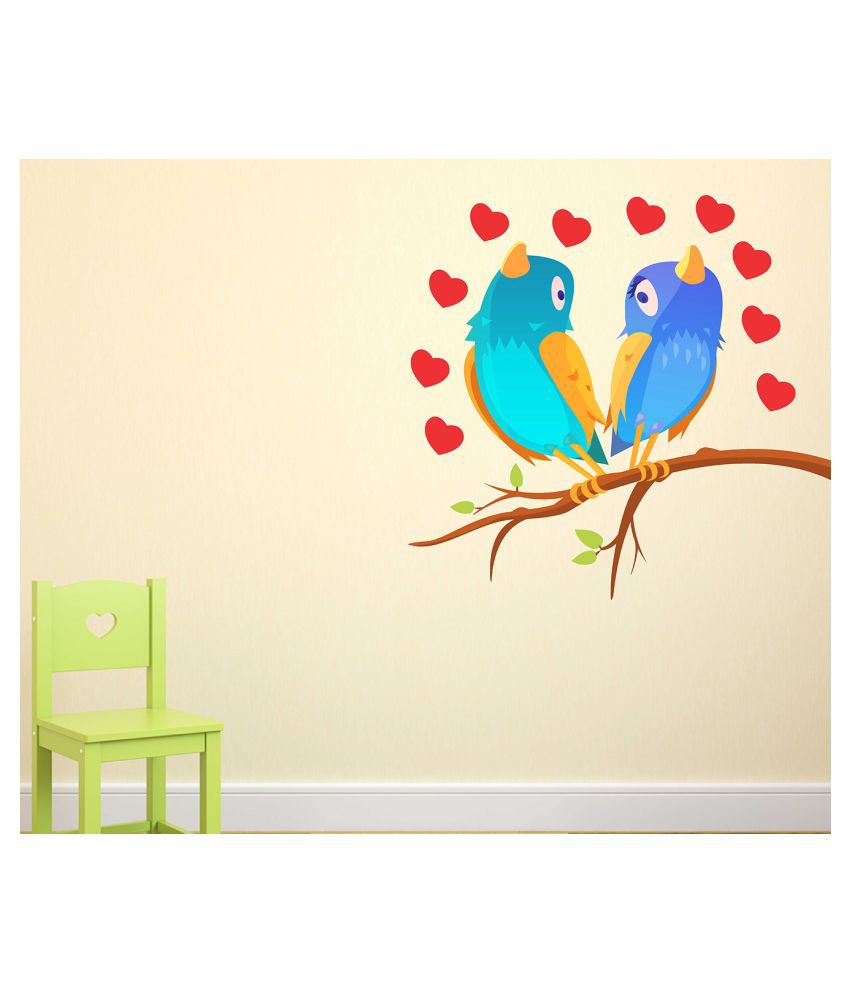     			Wallzone Love Birds Sticker ( 70 x 75 cms )