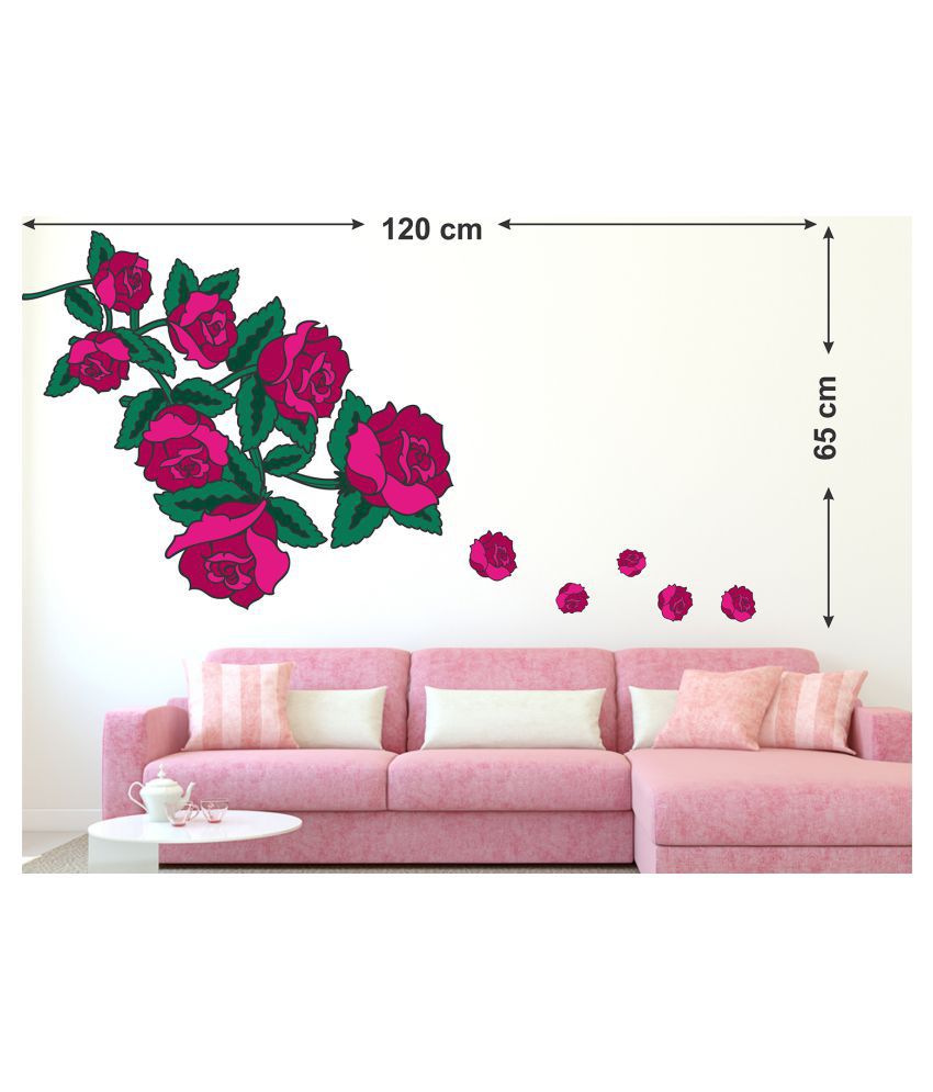    			Wallzone Roses Medium Vinyl Wallstickers (120 cm x 65 cm) Sticker ( 70 x 75 cms )