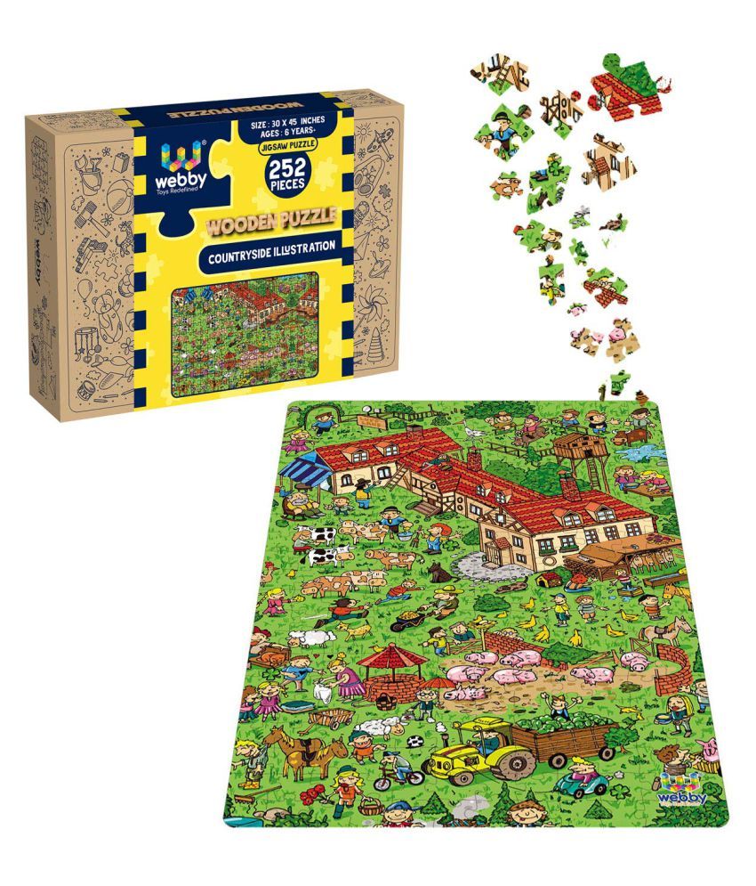     			Webby Countryside Illustration Wooden Jigsaw Puzzle, 252 Pieces