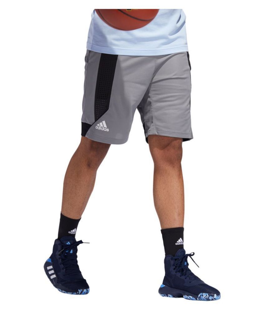 Adidas Grey Polyester Basketball Shorts - Buy Adidas Grey Polyester ...