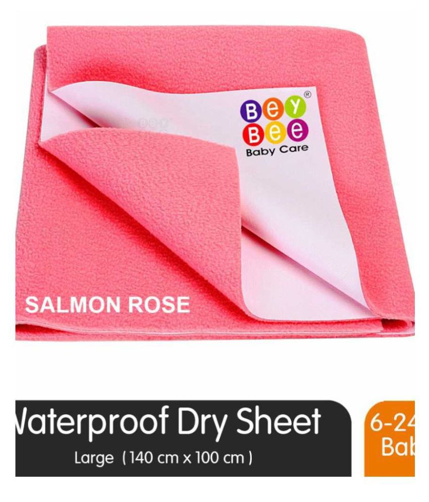 BeyBee Waterproof Bed Protector Sheet (Large (140cm X 100cm), Salmon Rose)