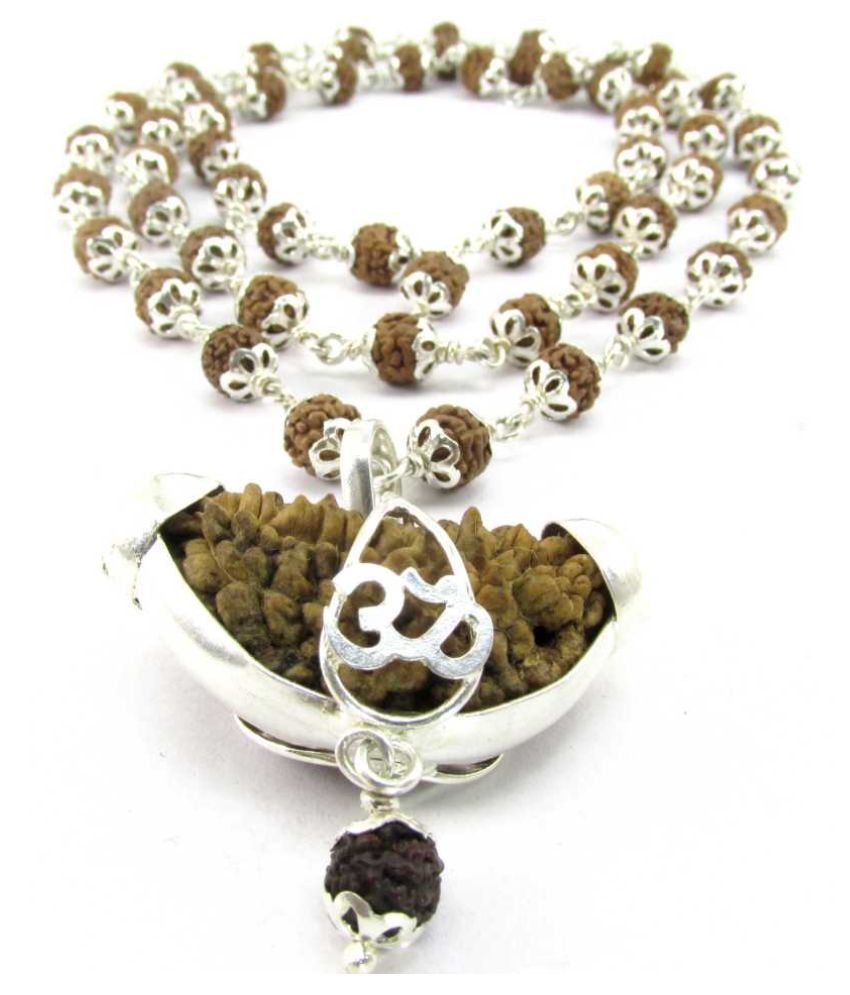     			Ek Mukhi Rudraksha Silver Cap Mala (54+1 Beads)