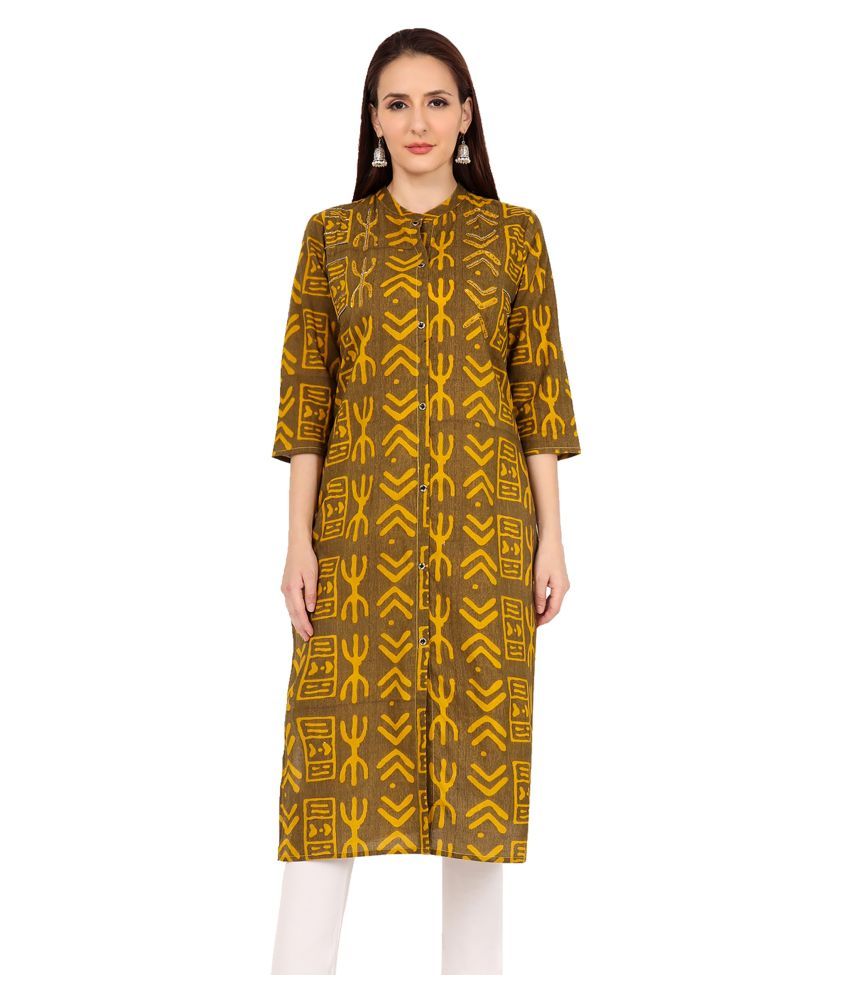     			Jevi Prints Brown Cotton Straight Kurti