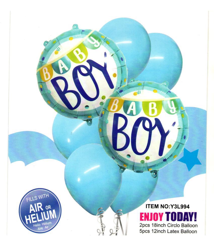     			Baby Boy 7 Pc Theme Party Baby Shower Decorations Foil Balloons, Latex Balloons Bouquet Set for Decoration (Pack of 7 Baby Boy Theme)