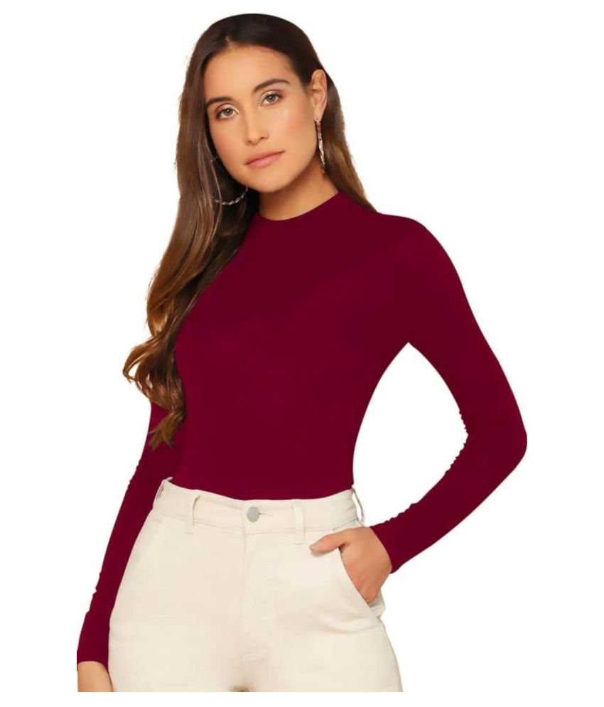     			Dream Beauty Fashion - Maroon Cotton Blend Women's Regular Top ( Pack of 1 )