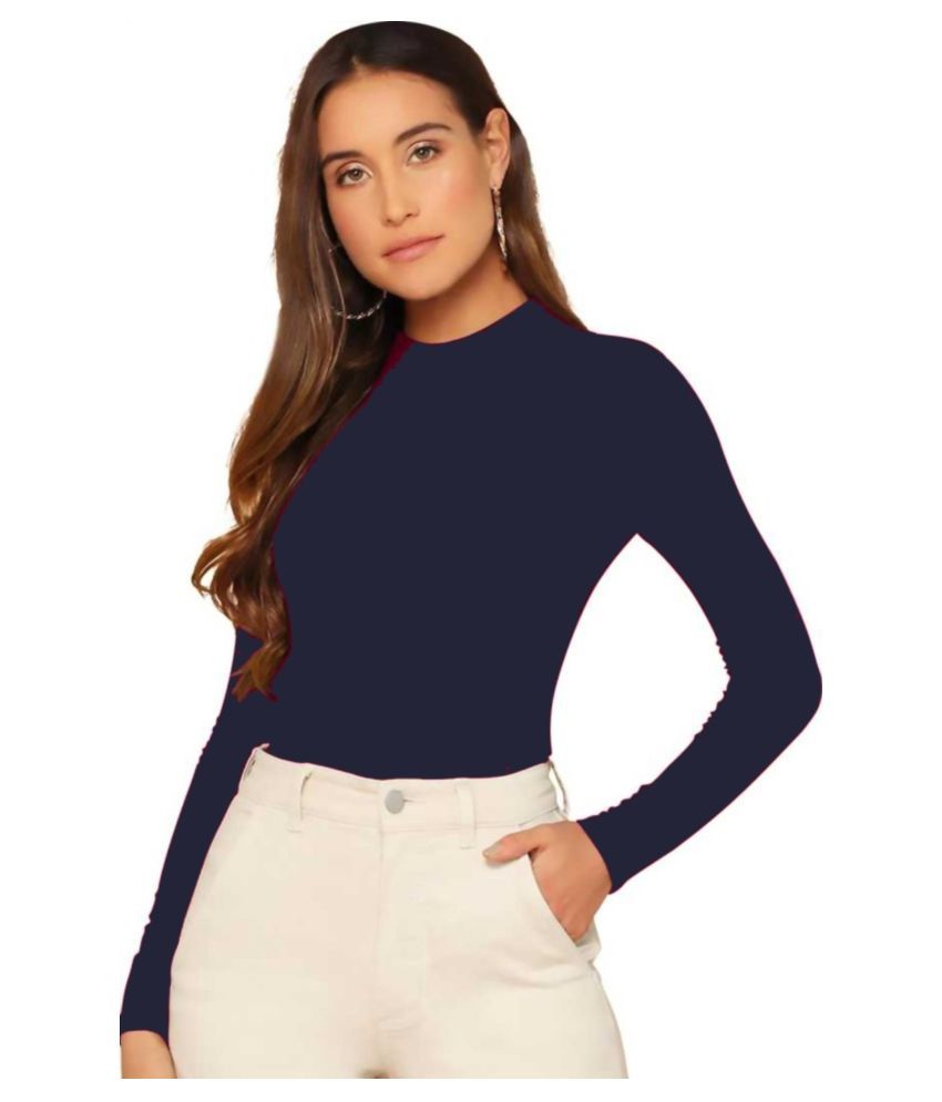     			Dream Beauty Fashion - Navy Blue Cotton Blend Women's Regular Top ( Pack of 1 )