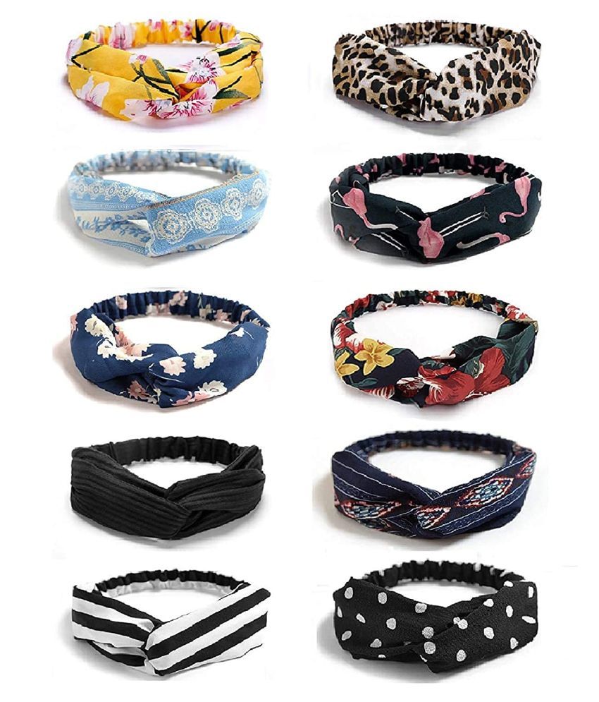 Yatee's Elastic Knot Hairband, Fabric, Multicolor (Pack of 12): Buy ...