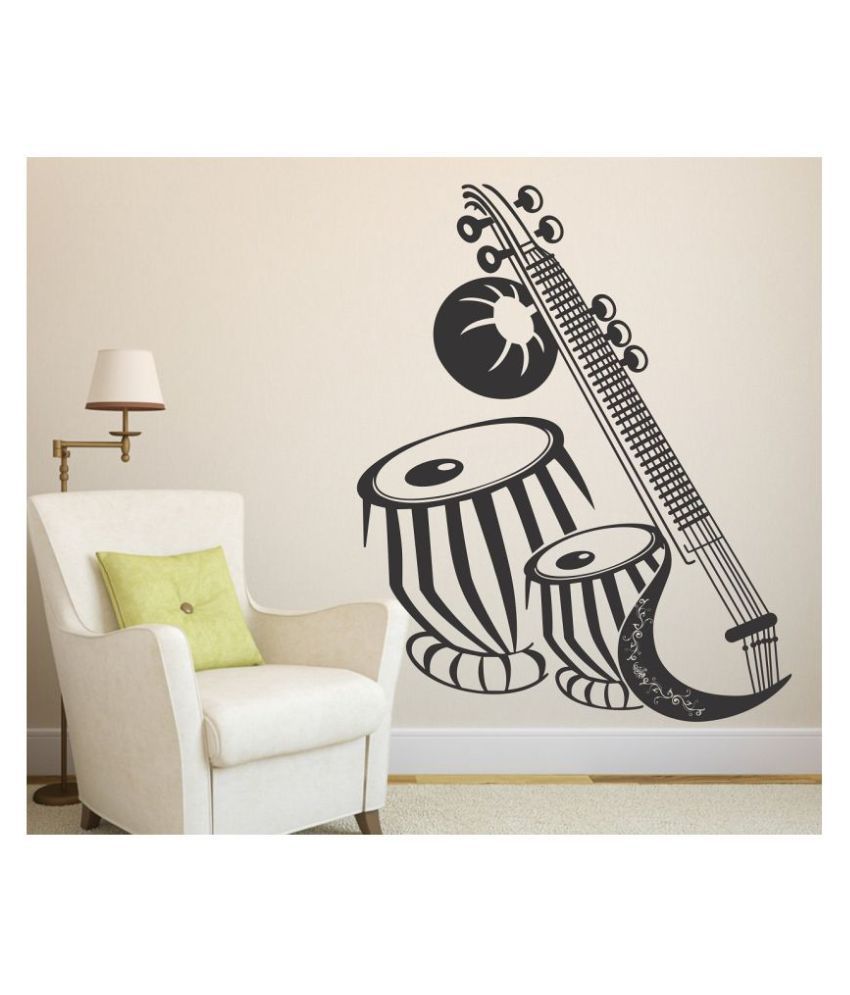     			Asmi Collection Music Instrument Sitar and Tabla Wall Stickers Music Sticker ( 80 x 65 cms )