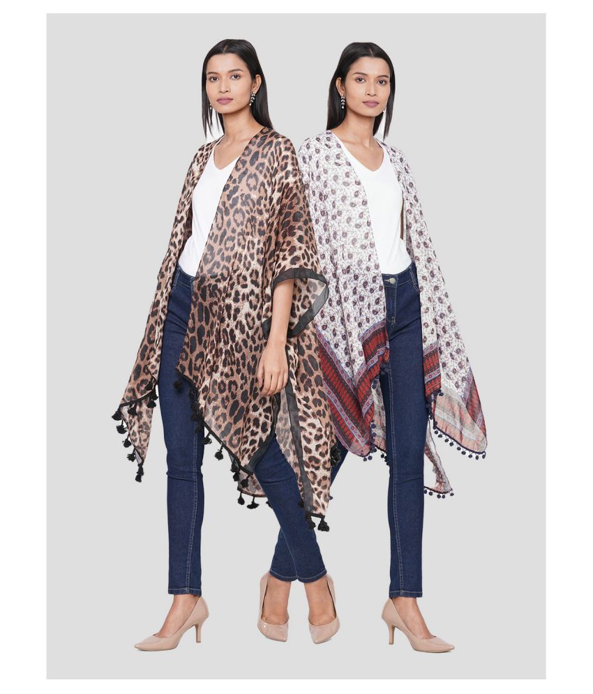 Get Wrapped Polyester Blend Kimonos - Multi Color