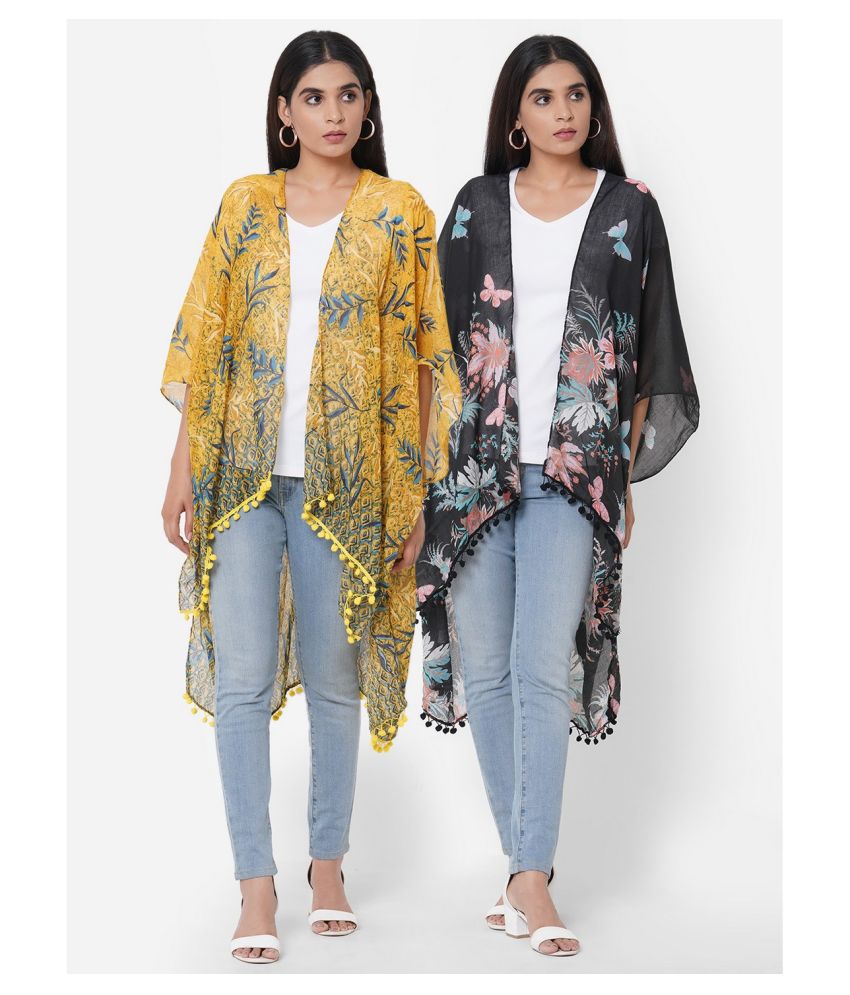 Get Wrapped Polyester Blend Kimonos - Multi Color