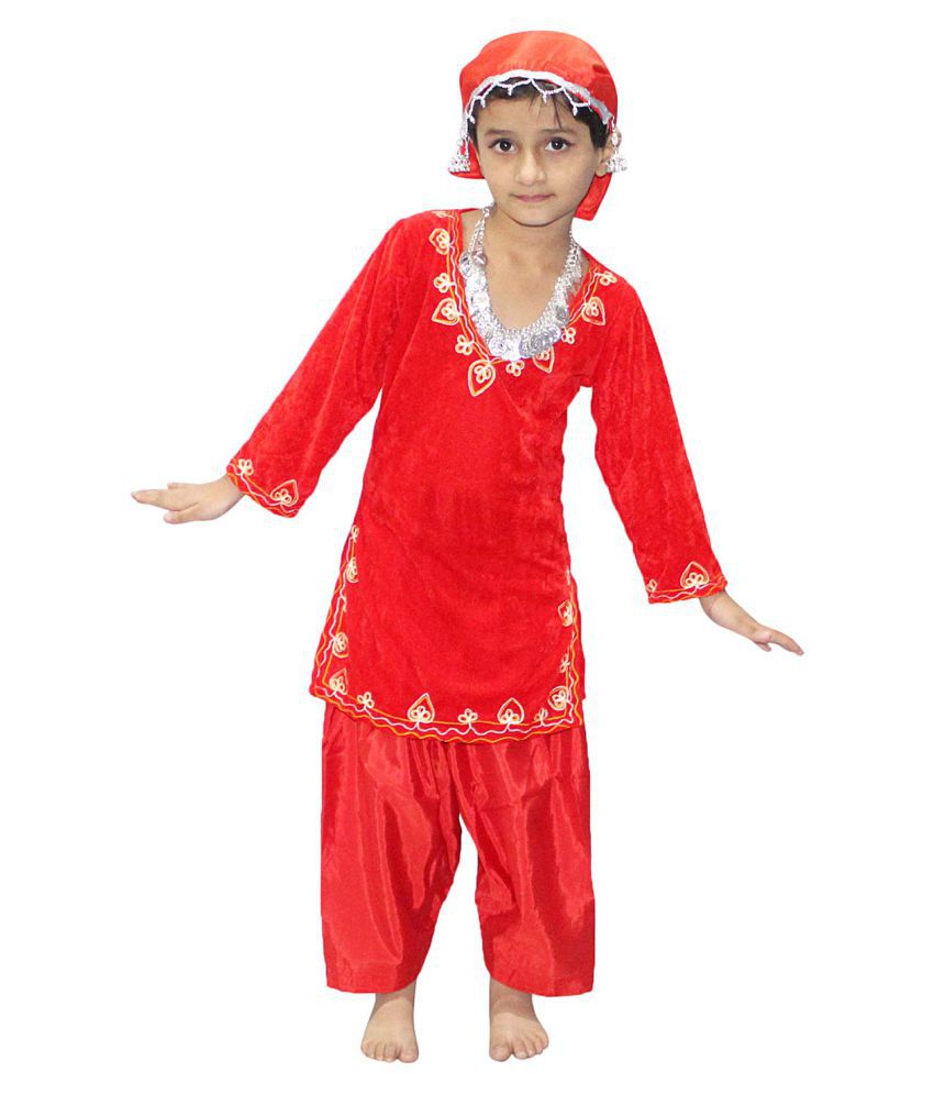     			KAKU FANCY DRESSES Kids Red Kashmiri Costume For Girls State Traditional Wear Costume for School Annual Function/Theme Party/Competition/Stage Shows/Birthday Party Dress