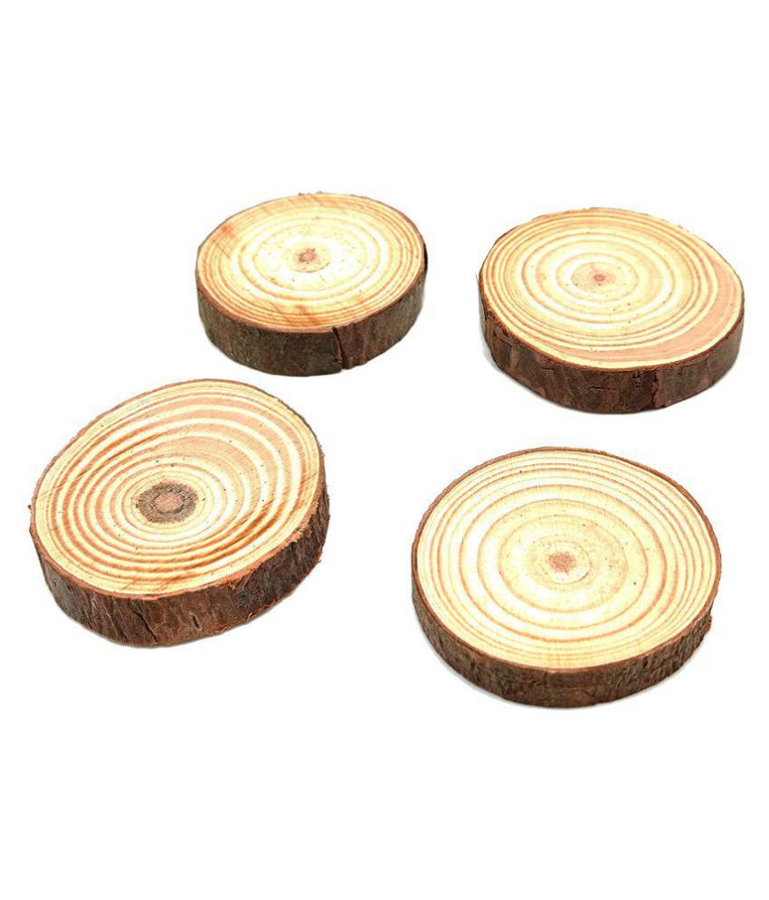     			Round Unfinished Wood Cutouts Wooden Circles Tree Slices for DIY Crafts, Decorative Ideas, Flower Arrangement, Candle Base, Pack of 4
