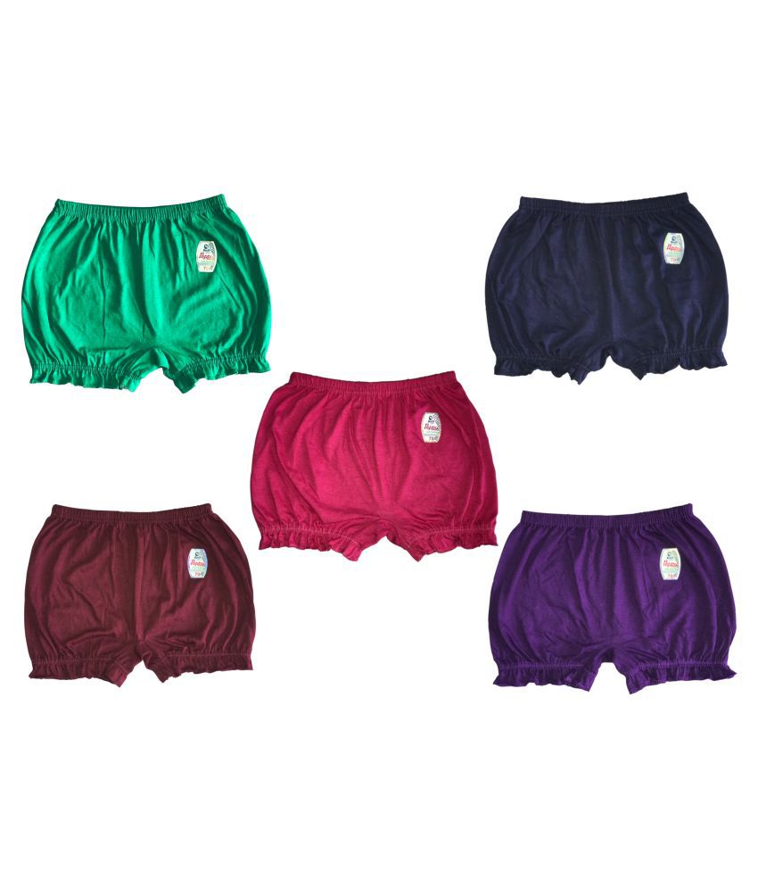 Soft Apparels Peppy Plain Bloomer for Kids - Pack of 5