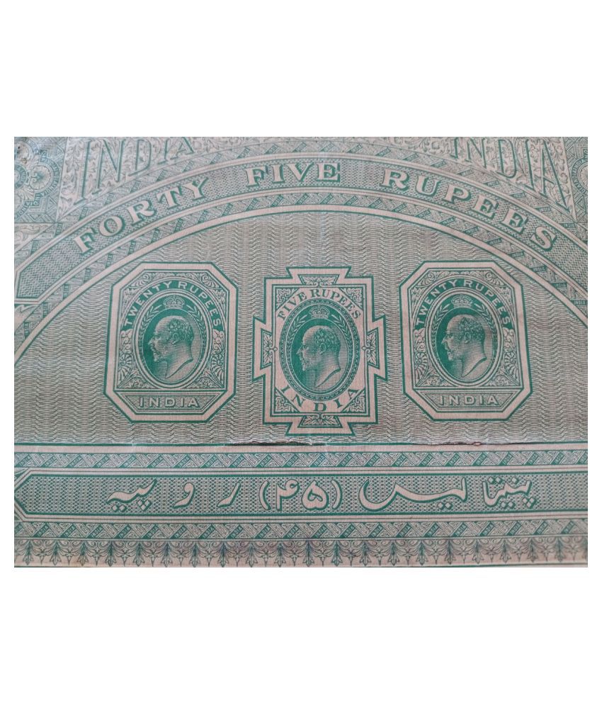     			BRITISH INDIA BURMA - R45 - LONG BIG SIZED - KING EDWARD VII ( KE VII ) ( 1902 - 1912 ) - BOND PAPER - HIGH VALUE REVENUE COURT FEE - more than 100 years old vintage collectible