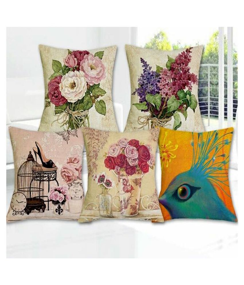     			Koli collections Set of 5 Polyester Cushion Covers 40X40 cm (16X16)