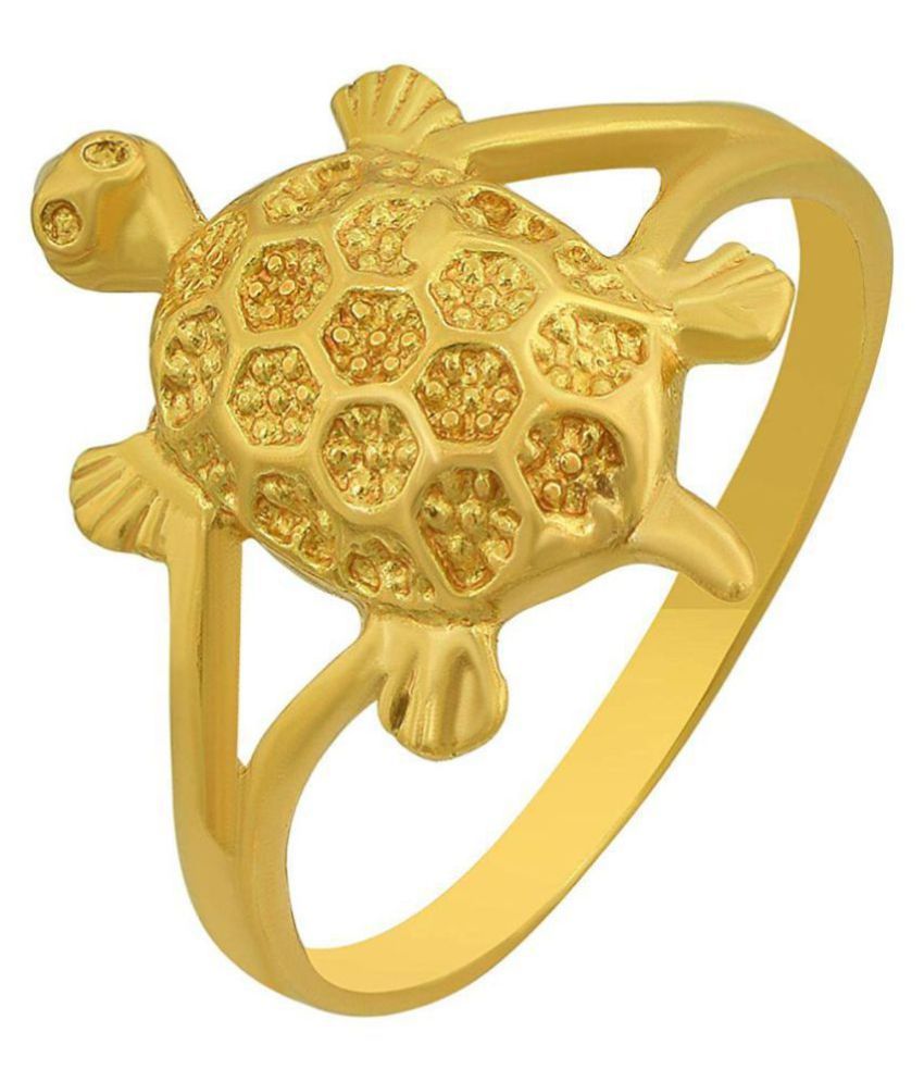     			PS CREATIONS Gold Plated Vaastu Fengshui Kachua Tortoise Good Luck Charm Fashion Finger Ring for Men and Women