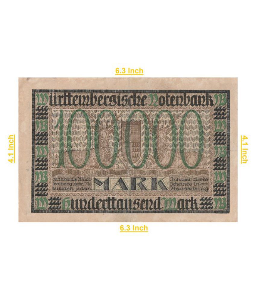     			PRIDE INDIA - 100000 Mark ( 1923 ) Hunderttausend Mark Germany 1 Paper currency & Bank notes