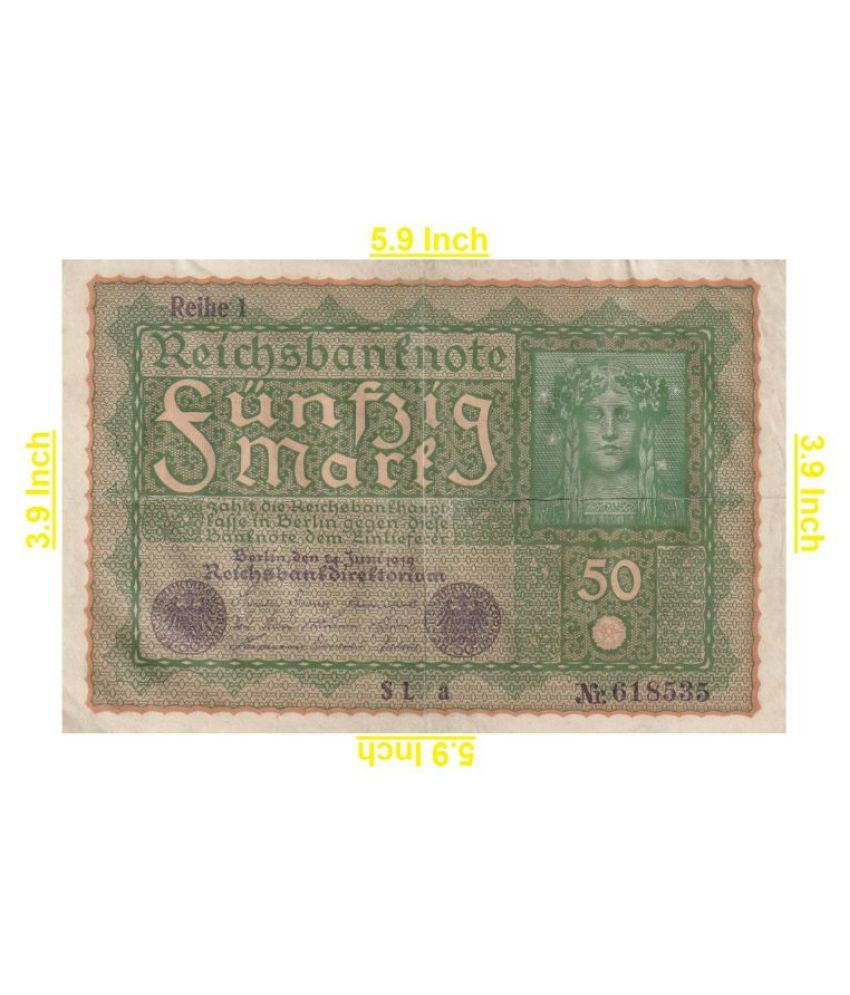     			50   Mark   ( 1919 )    Funfzig    Mark    Germany     Pack    of    1    Rare   Product