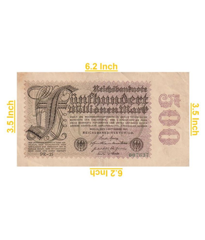     			PRIDE INDIA - 500 Millionen Mark ( 1923 ) Uniface Germany 1 Paper currency & Bank notes