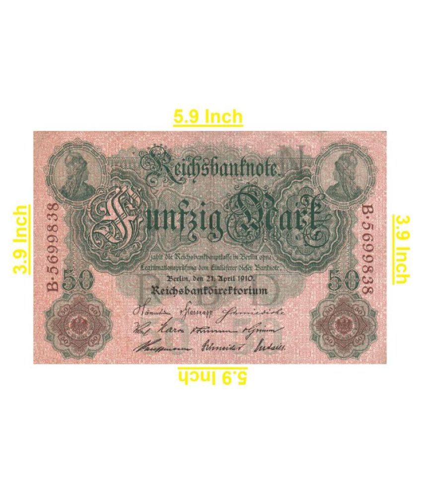     			50     Mark     ( 1910 )     Funfzig     Mark    Germany     Pack   of    1   Extremely   Rare   Product