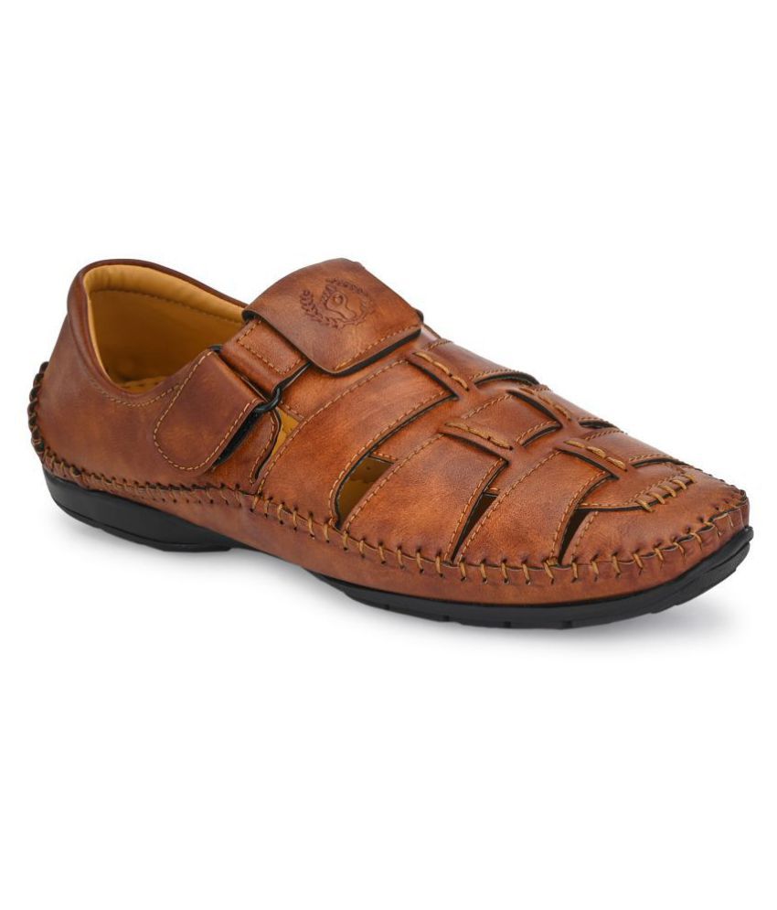     			Prolific Tan Faux Leather Sandals