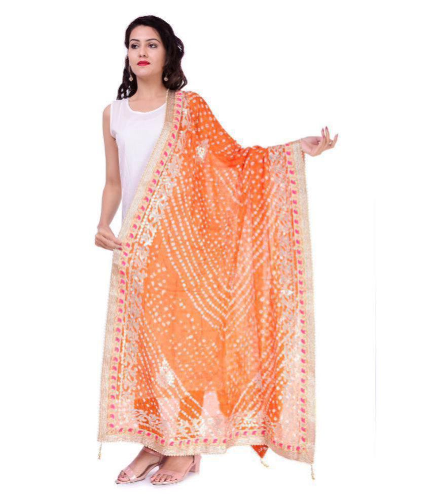     			Raj Orange Art Silk Bandhej Dupatta