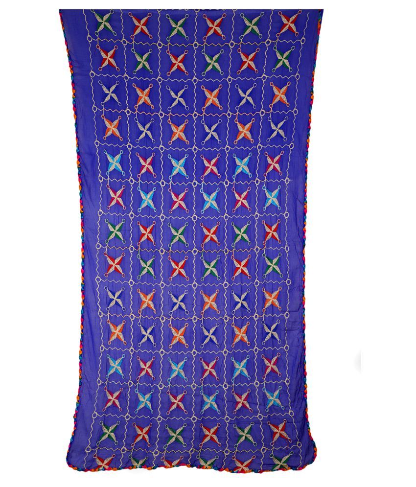     			Raj Blue Chiffon Phulkari Dupatta