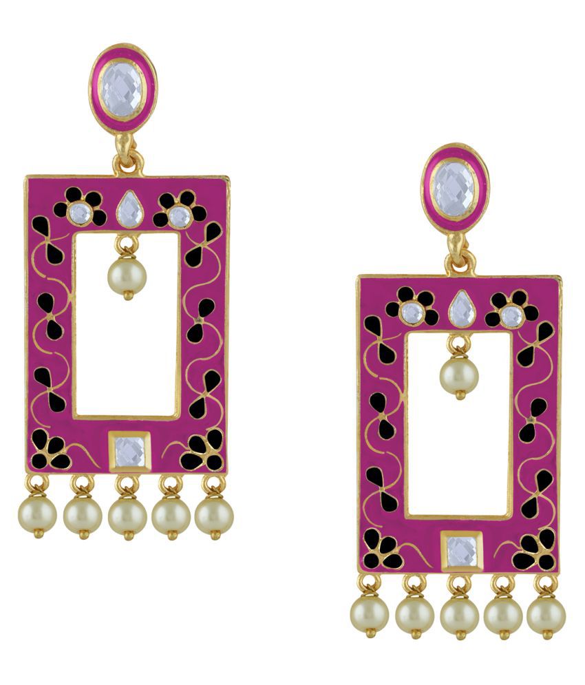     			Spargz Meenakari Festive Gold Plated AD Stone & Pearl Dangle Earring For Women AIER_1714