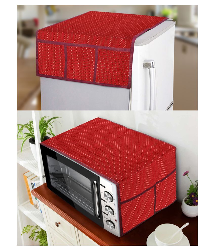     			E-Retailer Set of 2 Polyester Red Fridge Top Cover