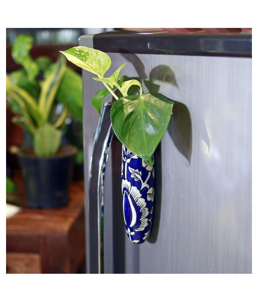     			Lazy Gardener Magnetic Hydroponic Planter NavyBlue&White(1) Indoor Ceramic Planters