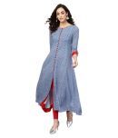 Yash Gallery - Blue Rayon Women's Front Slit Kurti ( Pack of 1 )