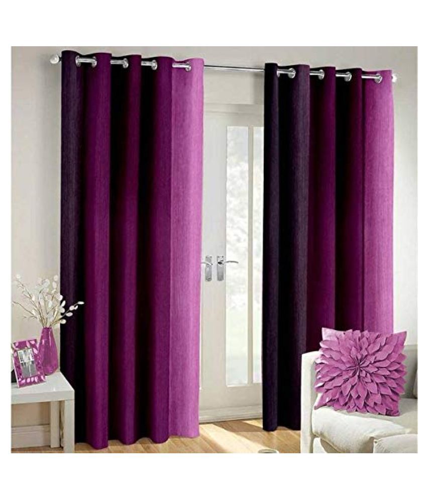     			Koli collections Set of 2 Door Semi-Transparent Eyelet Polyester Curtains Violet