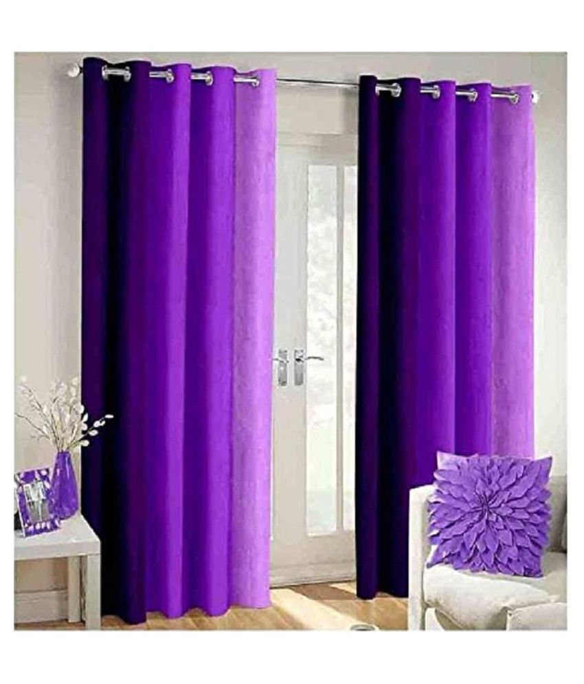     			Koli collections Set of 2 Door Semi-Transparent Eyelet Polyester Curtains Purple