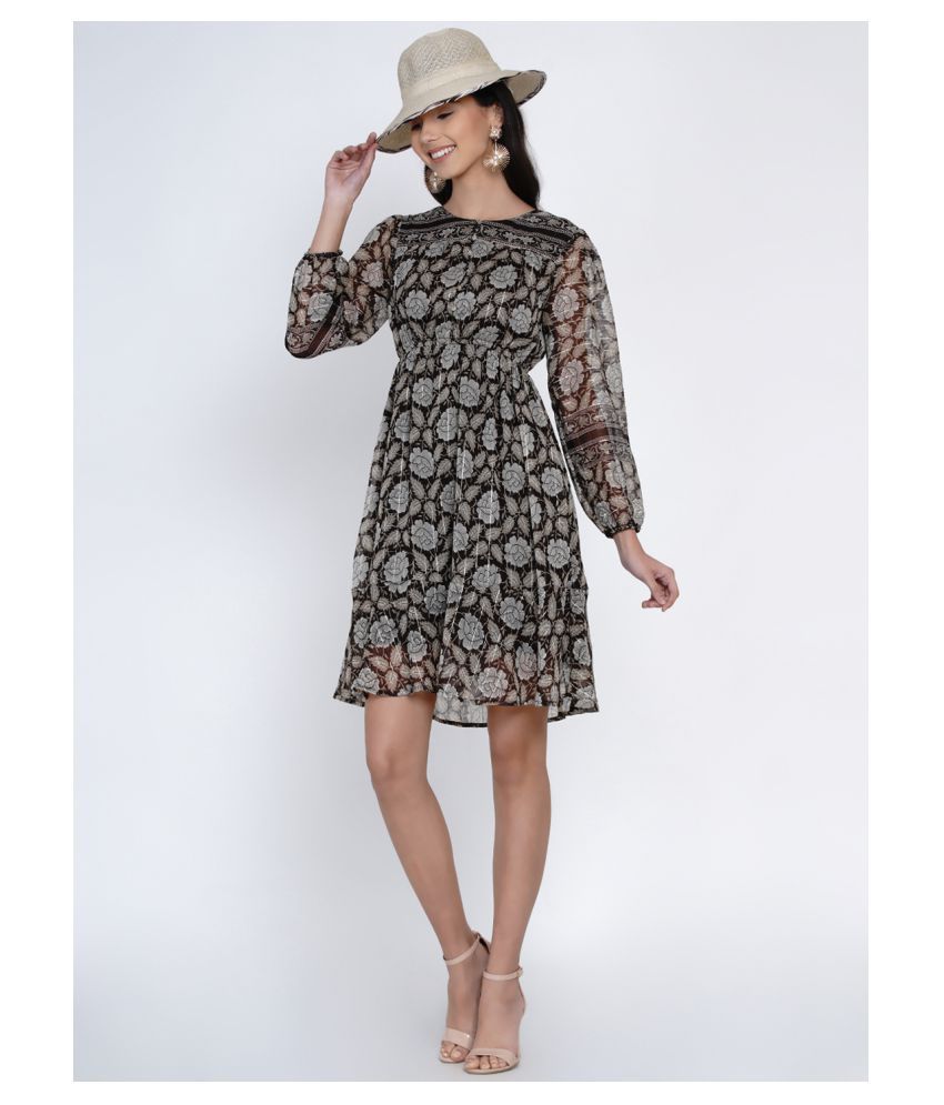 Abiti Bella Georgette Brown A Line Dress Buy Abiti Bella Georgette Brown A Line Dress Online At Best Prices In India On Snapdeal