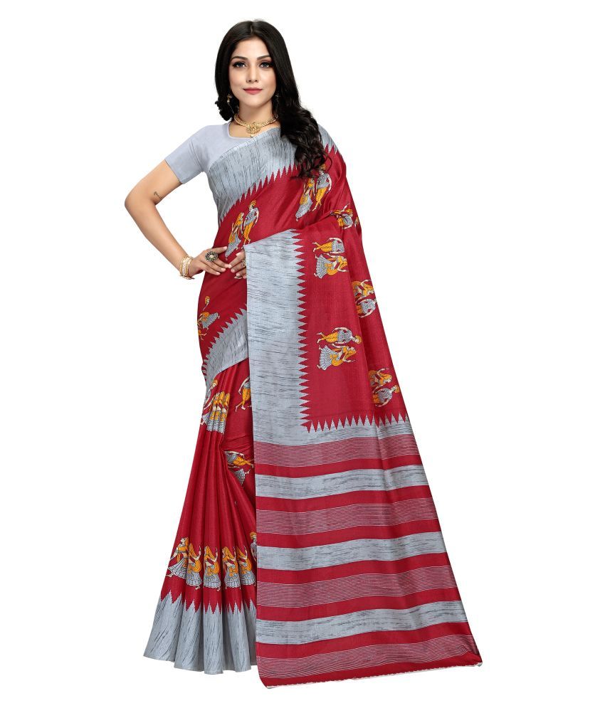     			Rekha Maniyar Pack of 1 Cotton Saree With Blouse Piece ( Maroon )