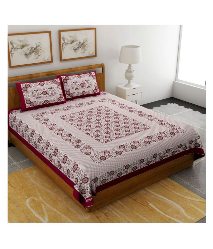     			Uniqchoice Cotton Double Bedsheet with 2 Pillow Covers ( 240 cm x 215 cm )