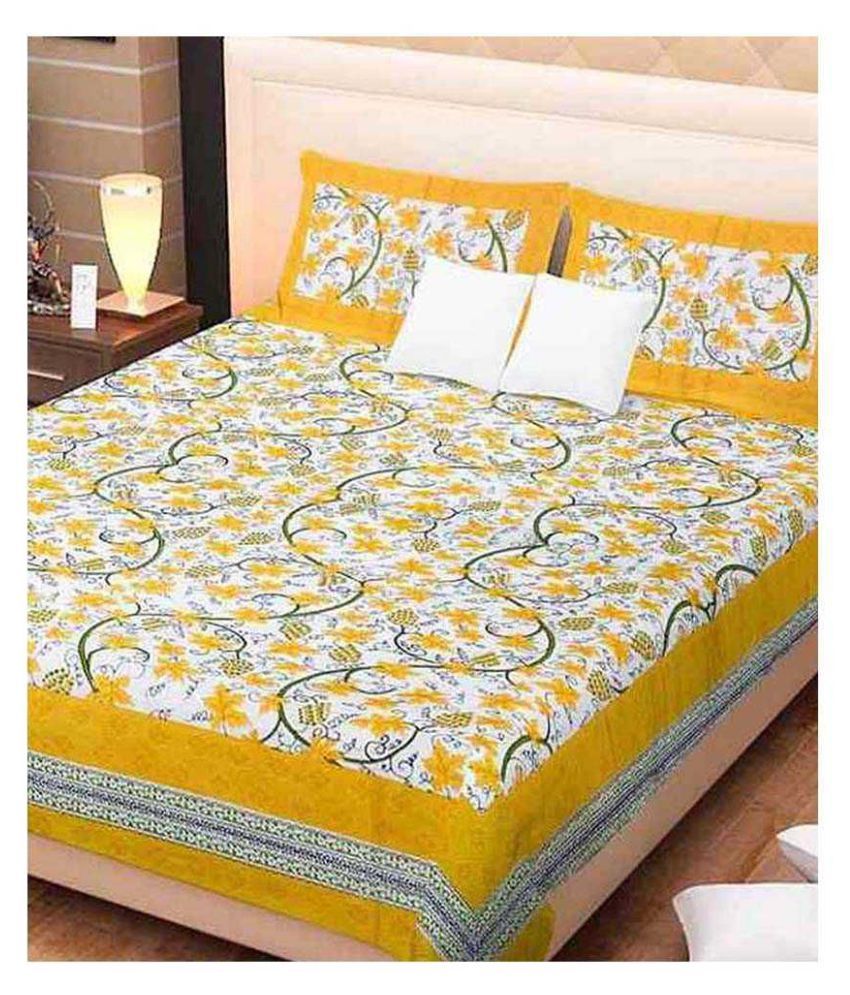     			Uniqchoice Cotton Double Bedsheet with 2 Pillow Covers ( 240 cm x 215 cm )