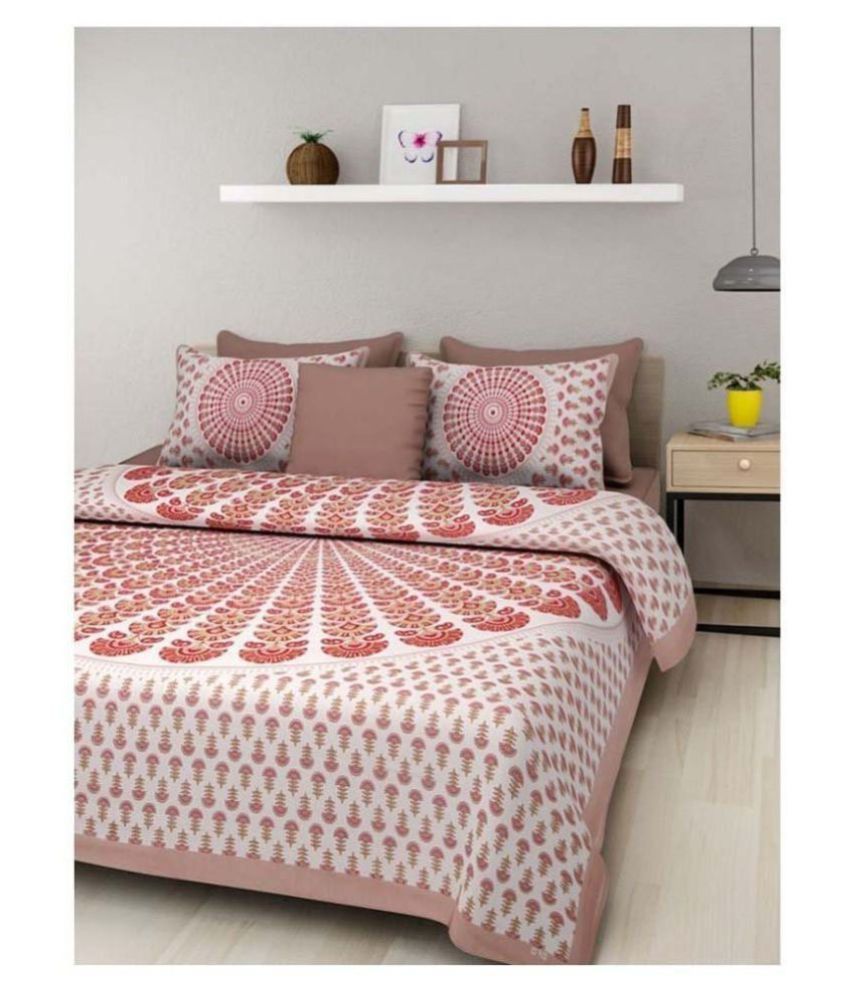     			Uniqchoice Cotton Double Bedsheet with 2 Pillow Covers ( 240 cm x 215 cm )