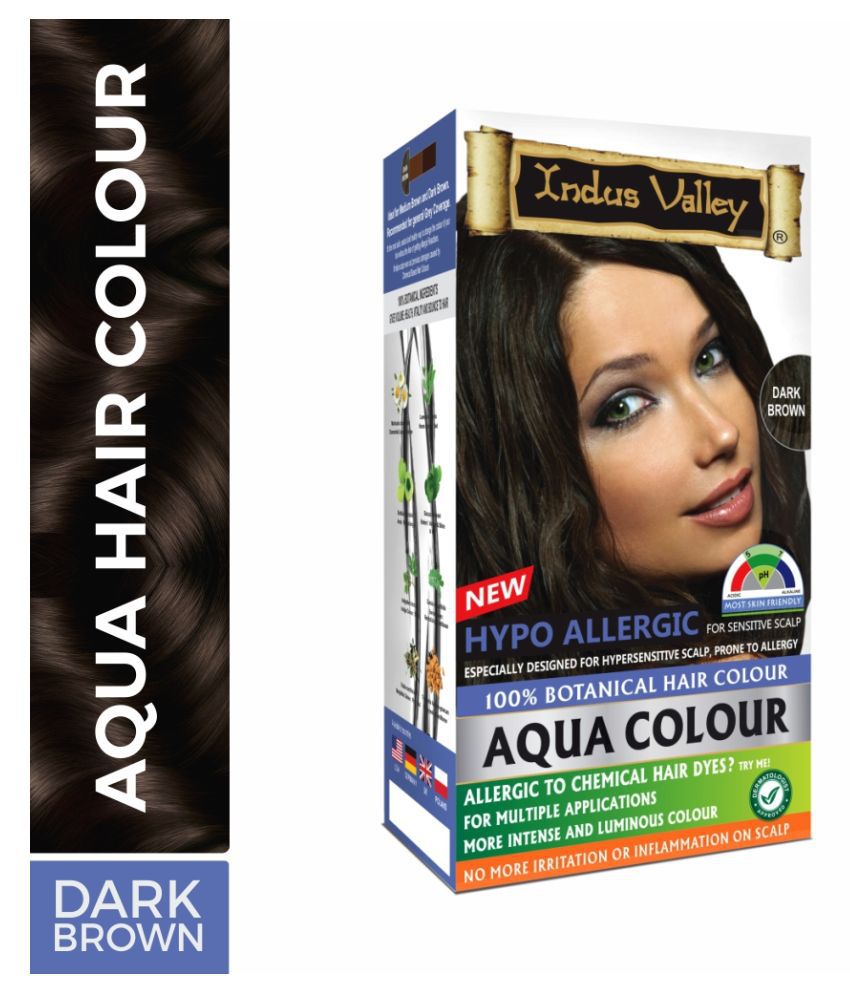 Indus Valley Hypo Allergic Aqua Color 100% Botanical Dark Brown Hair Colour , Dark Brown ()